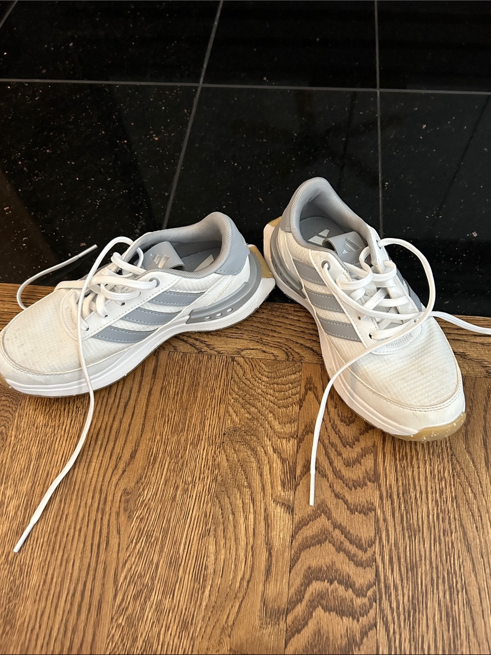 adidas White and Light Gray Low-Top Lace-Up Kid’s Golf Shoes